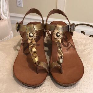 OTBT sandals, gold leather, Sundance Catalog, 7M